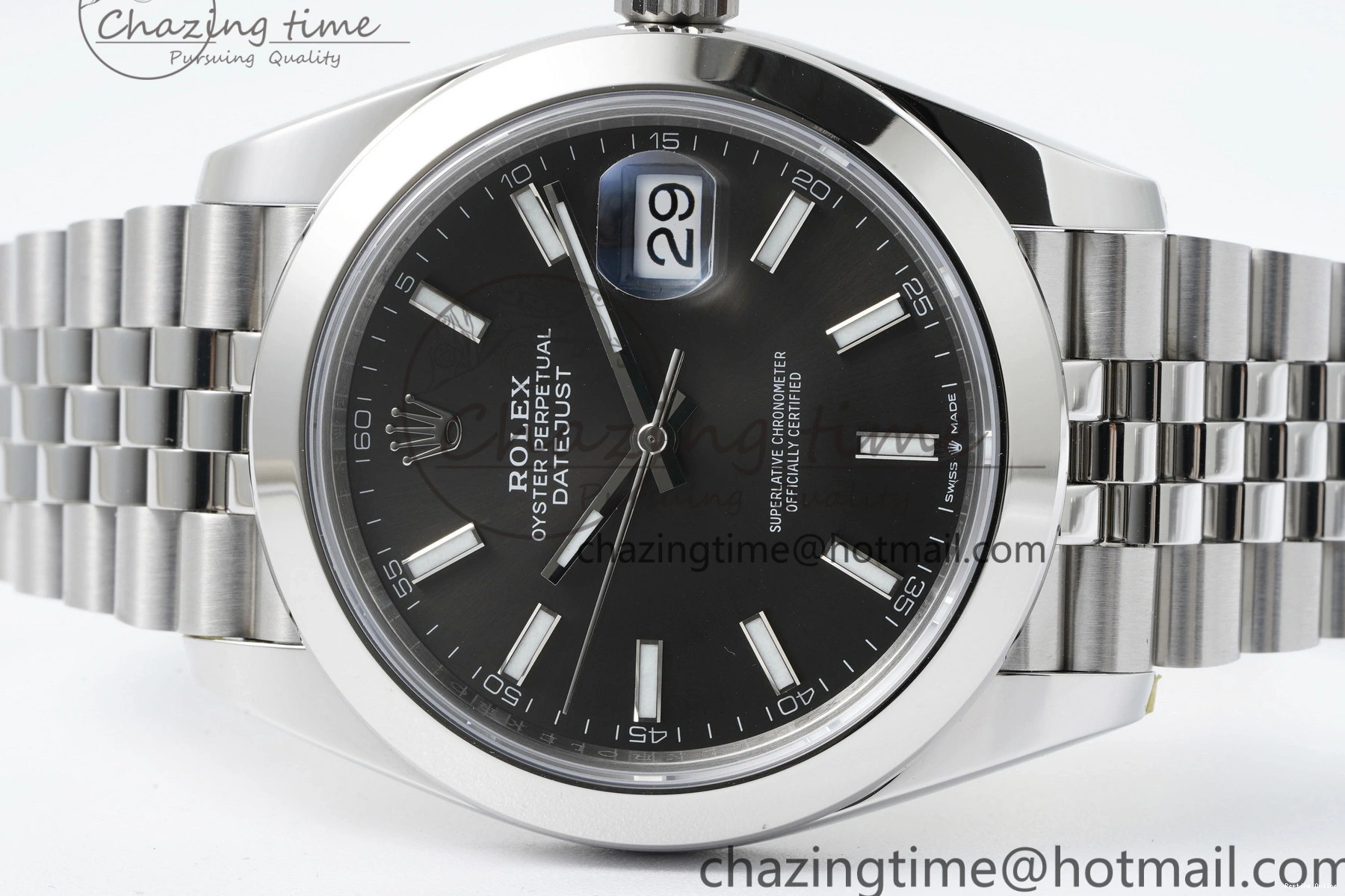 0419 OdorResistant DateJust 41 SS Polished Bezel KING 1:1 Best Edition 904L Steel Gray Stick Dial on Jubilee Bracelet VR 2207